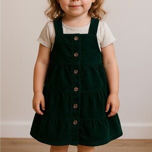 Chelsea & Violet Kids Green Corduroy Overall Dress